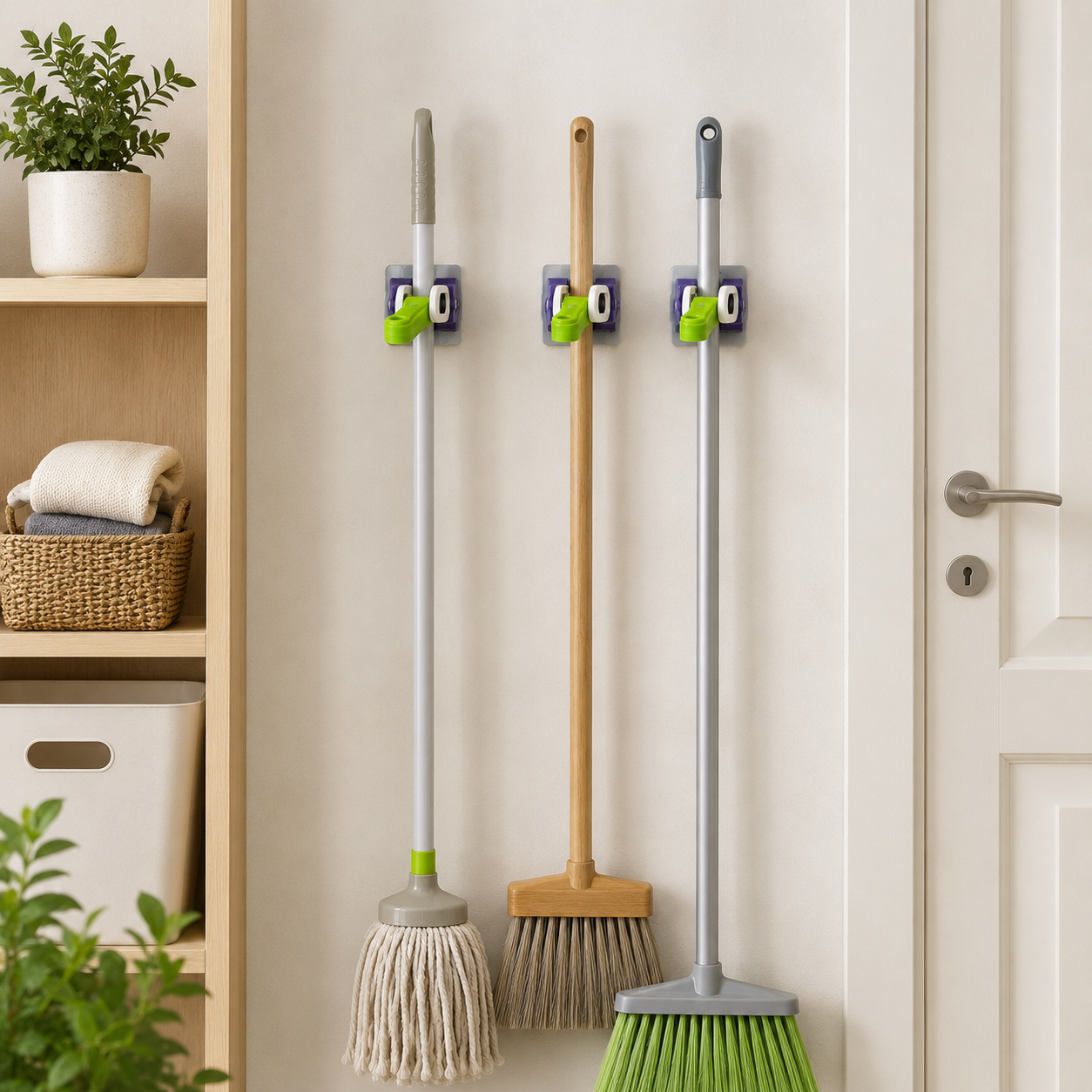 Soporte de Escobas para Pared | Organizador de Limpieza
