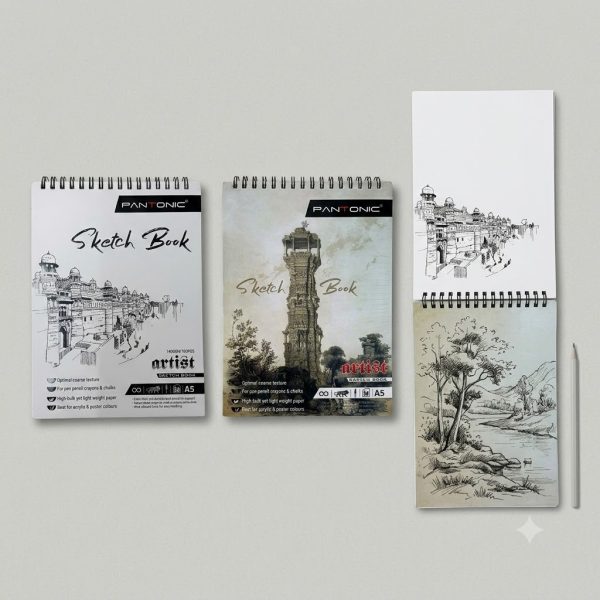 Cuaderno de Bocetos A5 con Espiral – 100 Páginas de Papel 140 g/m² Blanco y Negro