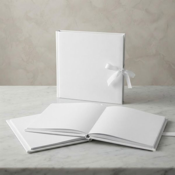 Libro de Visitas Blanco con Tapa Rígida – Álbum de Firmas para Bodas, Comuniones y Eventos