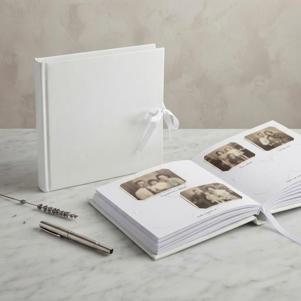 AFB-001_2.JPG White Guest Book with Hardcover – Signature Book for Weddings, Parties & Special Events