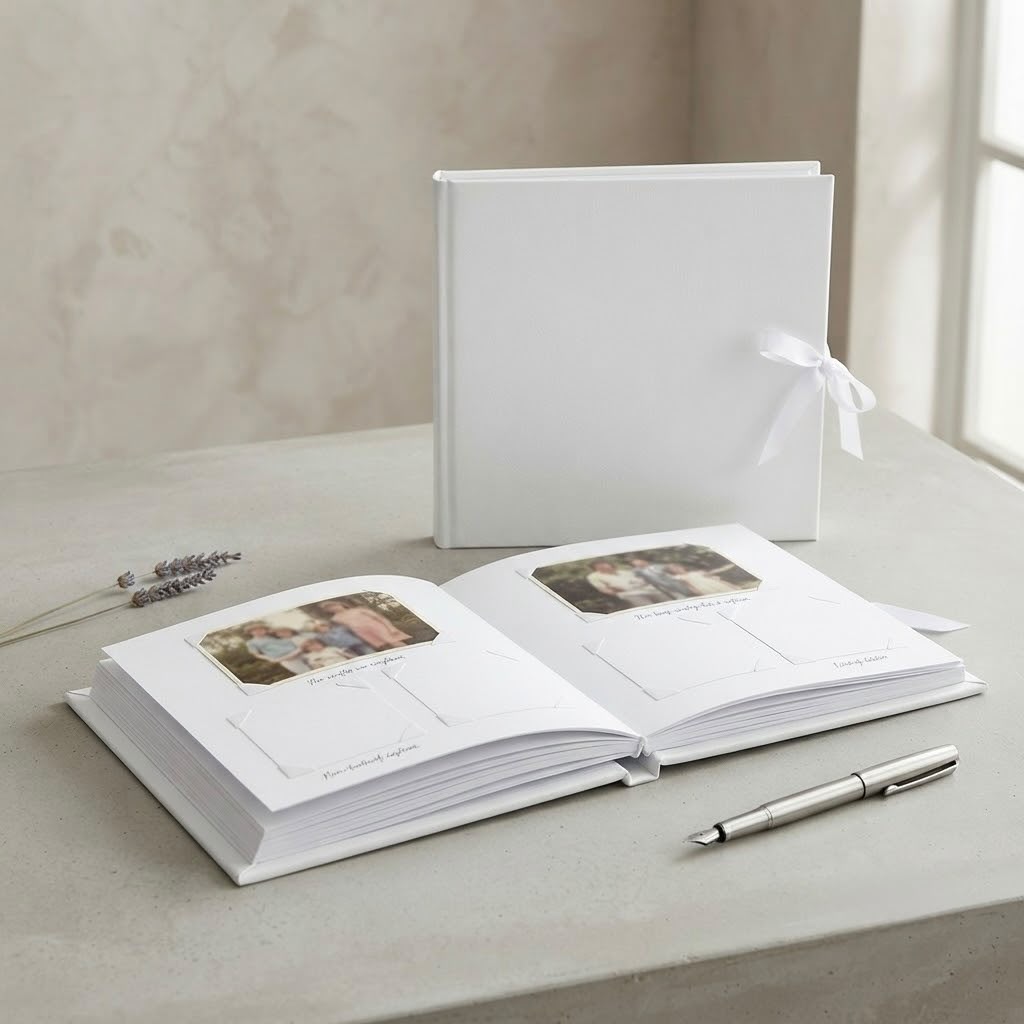 AFB-001_3.JPG Libro de Visitas Blanco con Tapa Rígida – Álbum de Firmas para Bodas, Comuniones y Eventos