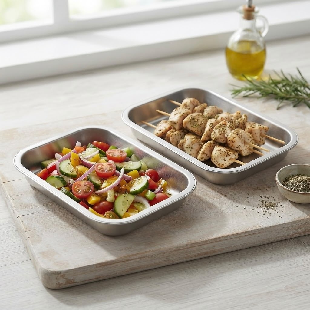 Bandeja para Horno de Acero Inoxidable Plateada – Tamaño Estándar para Cocinar y Hornear