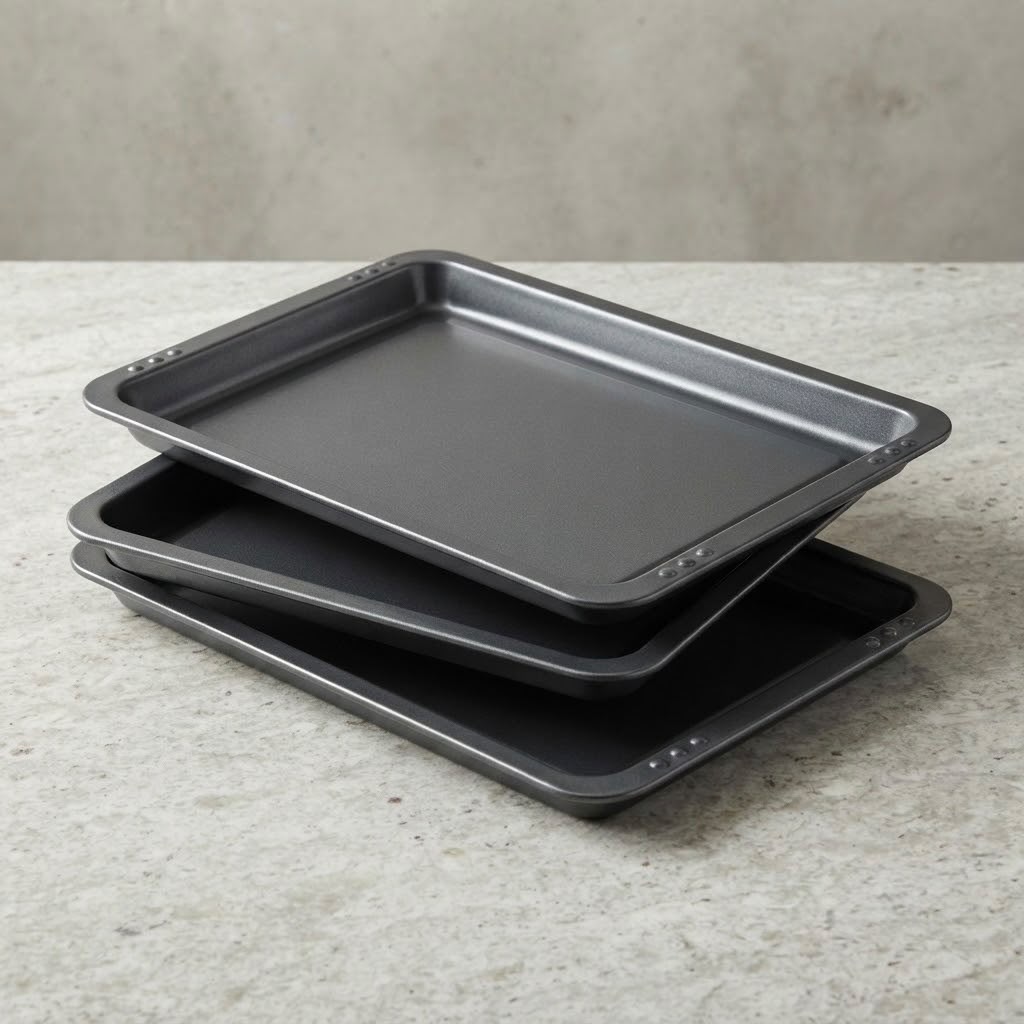 Bandeja de Horno de Acero Antiadherente Gris con Asas 29x42 cm – Bandeja para Hornear y Asar