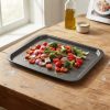 Bandeja de Horno de Acero Antiadherente Gris con Asas 29x42 cm – Bandeja para Hornear y Asar