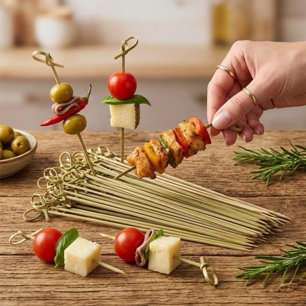 Brochetas de Bambú Natural | Resistentes y Versátiles