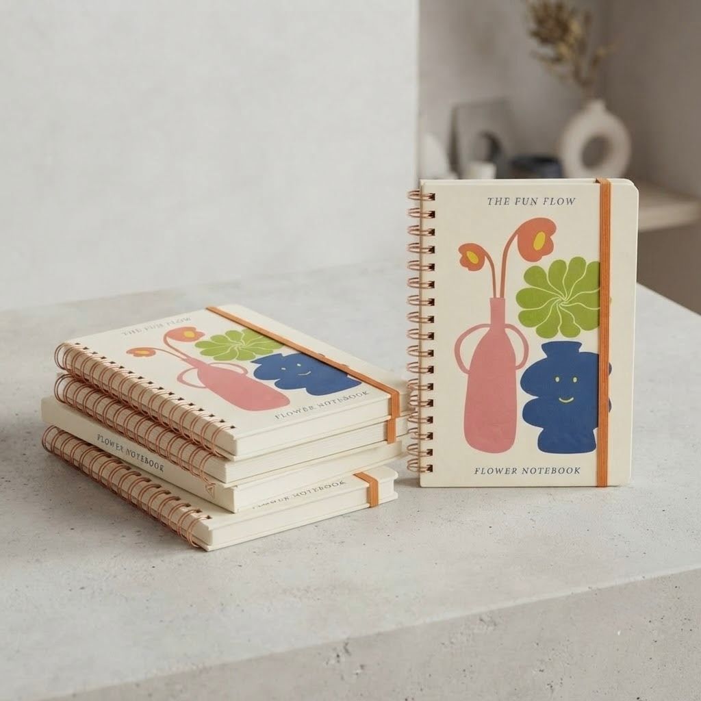 A5 Spiral Notebook with Lined Pages – Flower Floral Hardcover Notebook