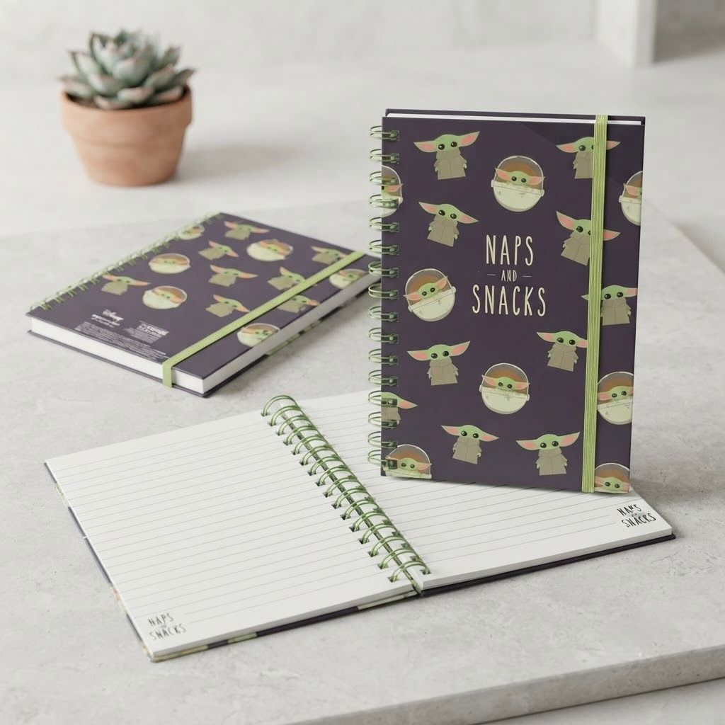 CAHRBY-001_1.jpg Cuaderno A5 Anillado con Hojas a Rayas – Portada Rígida de Baby Yoda