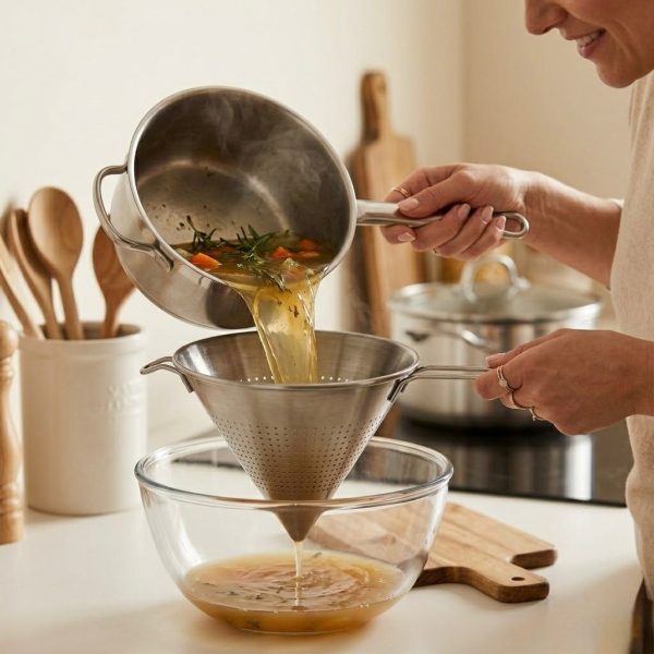 Colador Metálico Grande Cónico | Resistente y Práctico para Cocina