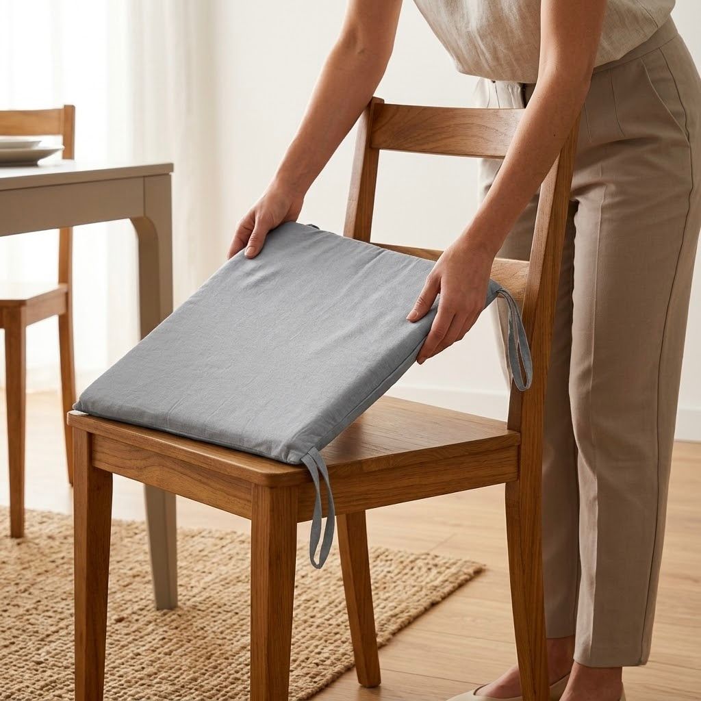 Cojín Fino para Silla en Colores Lisos | Beige, Verde Oliva y Blanco