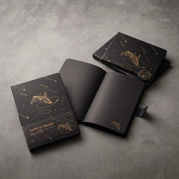 CHNPB-001_3.jpg A5 Black Paper Sketchbook – Drawing Notebook for Ink, Pencil, Charcoal and Pastels