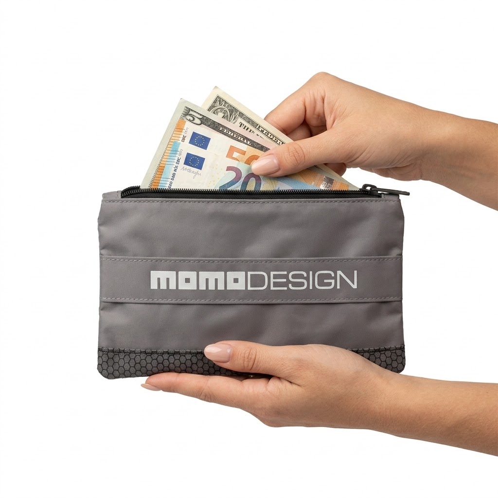 Cartera Deportiva Gris con Cremallera y Correa de Mano