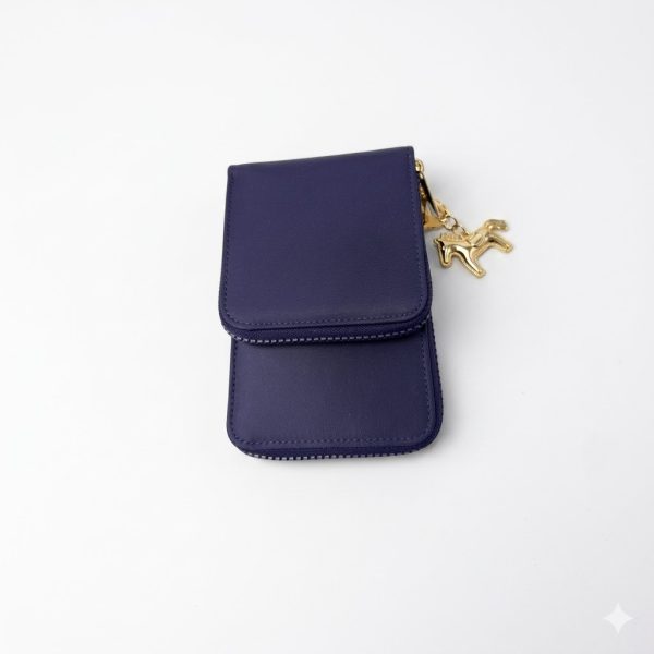 Cartera Monedero Compacta Azul con Cremallera
