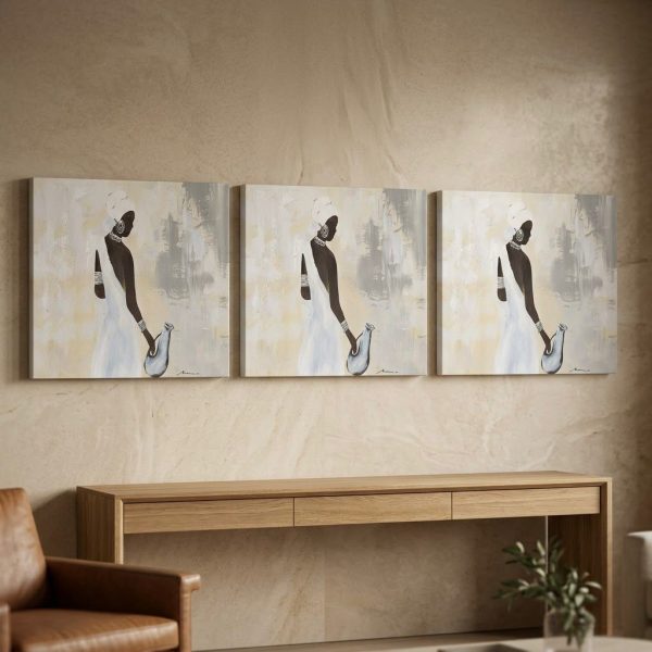 Horizontal Wall Art of Woman Holding a Jug | Elegant Decorative Artwork