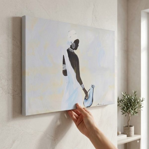 Horizontal Wall Art of Woman Holding a Jug | Elegant Decorative Artwork