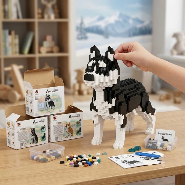 CMH-001_2.jpg Juego de Construcción de Microbloques Perro Husky – Set de 950 Piezas para Mayores de 14 Años