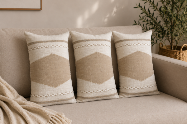 Cojín o Almohada con Funda Rústica Beige y Khaki | Estilo Natural y Acogedor