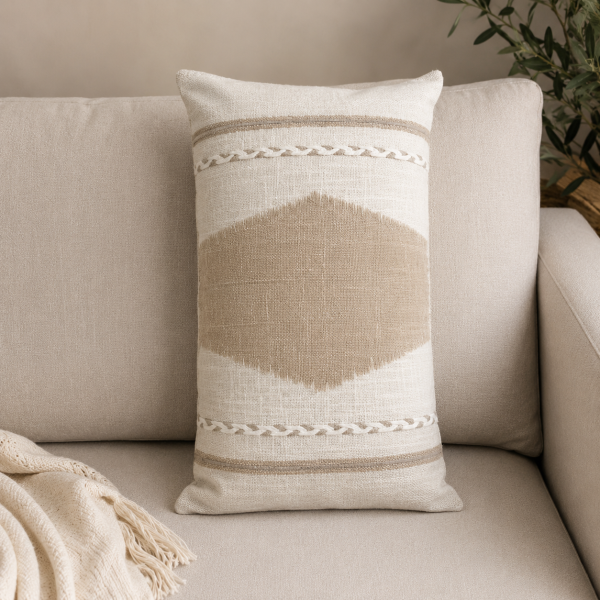 Cojín o Almohada con Funda Rústica Beige y Khaki | Estilo Natural y Acogedor