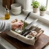 Set de Cuchillo, Chaira y Tenedor con Mango Negro | Kit Completo para Cocina