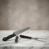 Set de Cuchillo, Chaira y Tenedor con Mango Negro | Kit Completo para Cocina