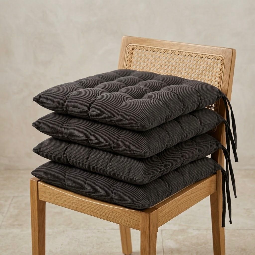 Cojín para Silla de Pana Acanalada | Disponible en Marrón y Gris