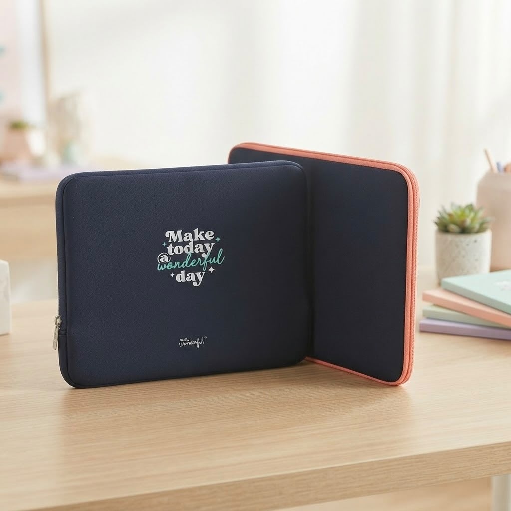 EOIW-001_1.jpg Make Today Wonderful" iPad Sleeve – Protective Tablet Case with Accessory Pockets