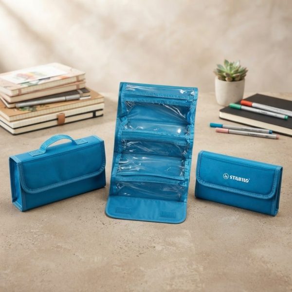 Blue STABILO Pencil Case with Interior Compartments – School Stationery Organizer