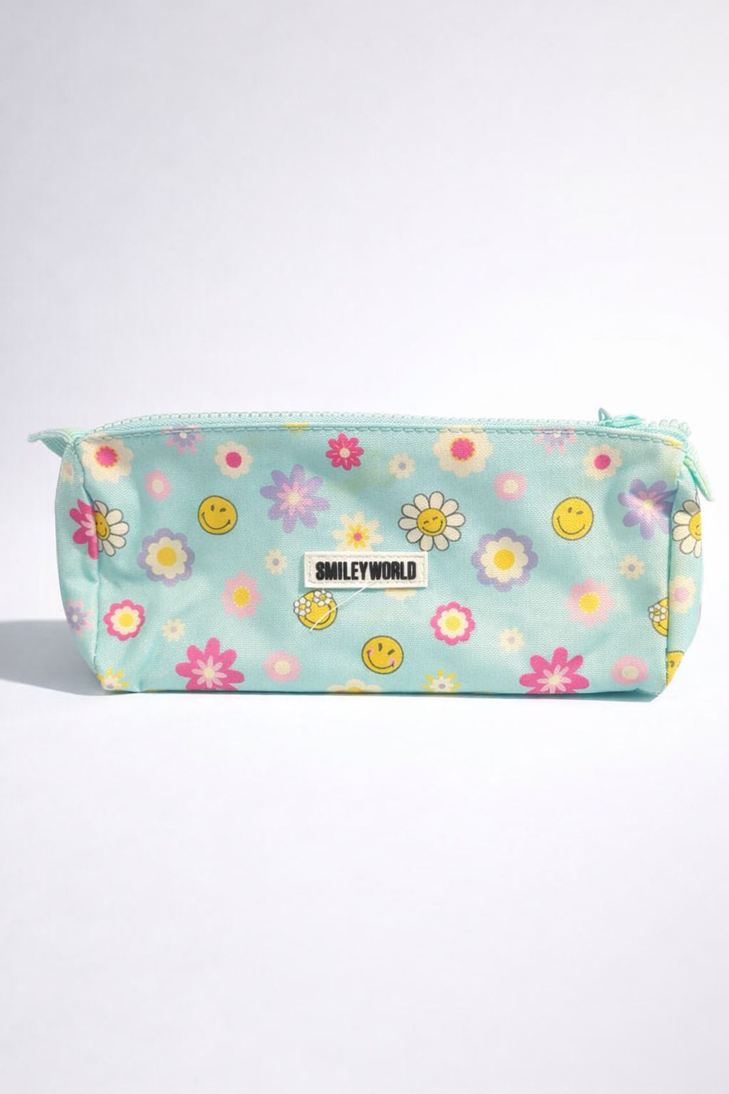 Estuche verde con flores