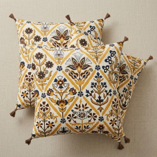 Funda de Cojín con Borlas y Estampados Decorativos | Flores y Diseños Geométricos