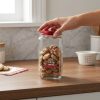 Frascos de vidrio navideños cuadrados con tapa roja