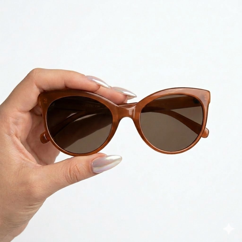 Gafas de Sol Semimarco Animal Print Marrón con Detalles Metálicos