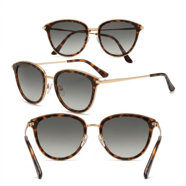 Gafas Redondas Animal Print con Montura Dorada