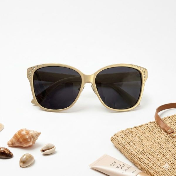 Gafas de Sol Cuadradas Blancas con Estrás Plateado