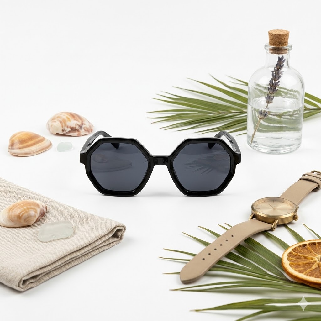 Gafas de Sol Hexagonales Negras con Cristal Negro | Diseño Moderno y Sofisticado