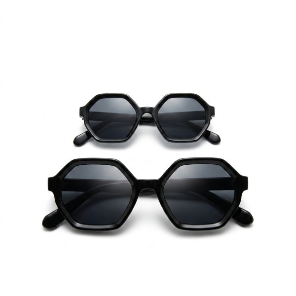 Gafas de Sol Hexagonales Negras con Cristal Negro | Diseño Moderno y Sofisticado