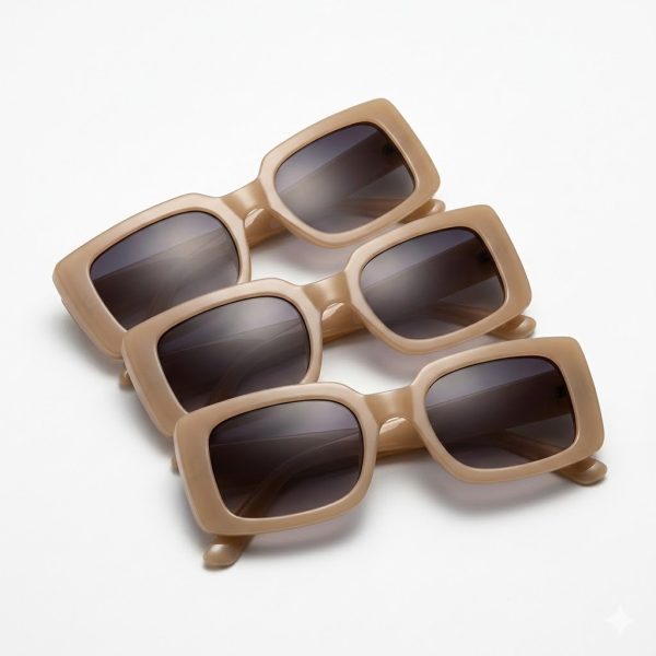 Gafas de Sol Rectangulares Marrón Claro con Cristal Negro | Estilo Moderno y Elegante