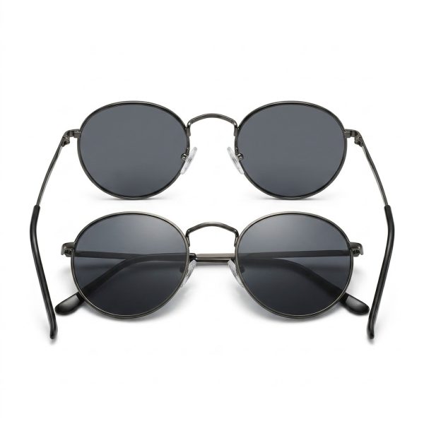 Gafas de Sol Redondas Negras Metálicas | Estilo Moderno y Elegante