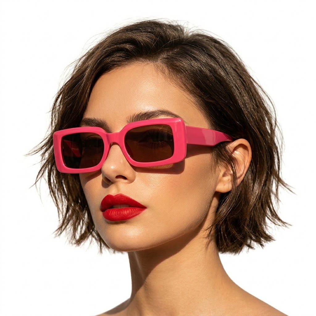 Gafas de Sol Rectangulares Rojas con Cristales Negros | Estilo Moderno y Atrevido