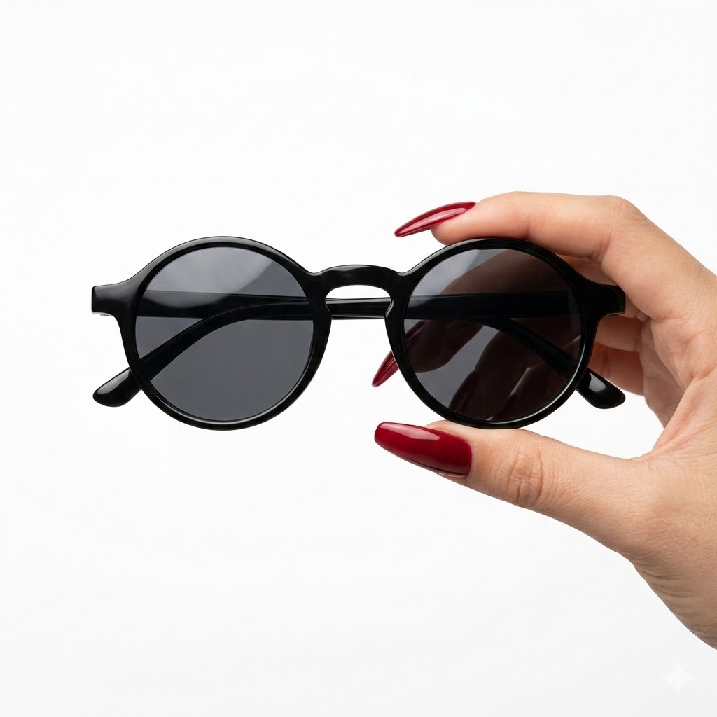 Gafas de Sol Redondas Negras de Plástico | Estilo Casual y Moderno