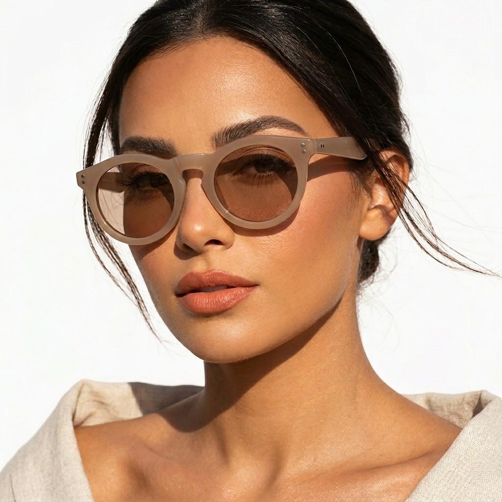 Gafas de Sol con Marco Transparente Marrón Claro de Moda