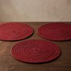 Individuales de yute circulares rojo