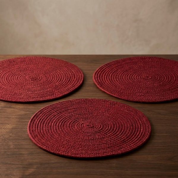 Individuales de yute circulares rojo
