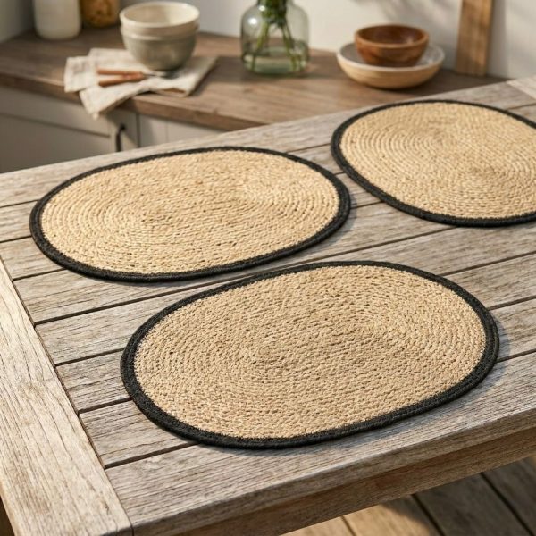 IOBN-001_3.jpg Oval Jute Placemats with Black Border