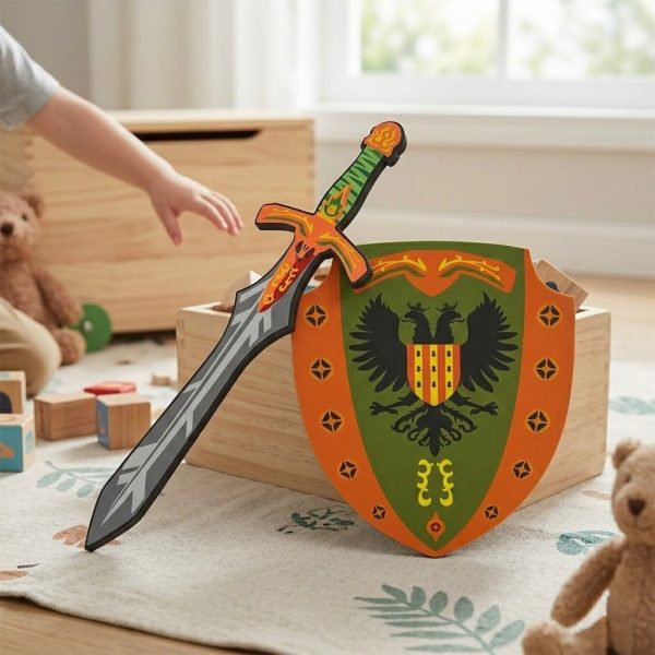 JEE-001_2.jpg Conjunto de espada y escudo de espuma multicolor | Juguete infantil seguro (color aleatorio)