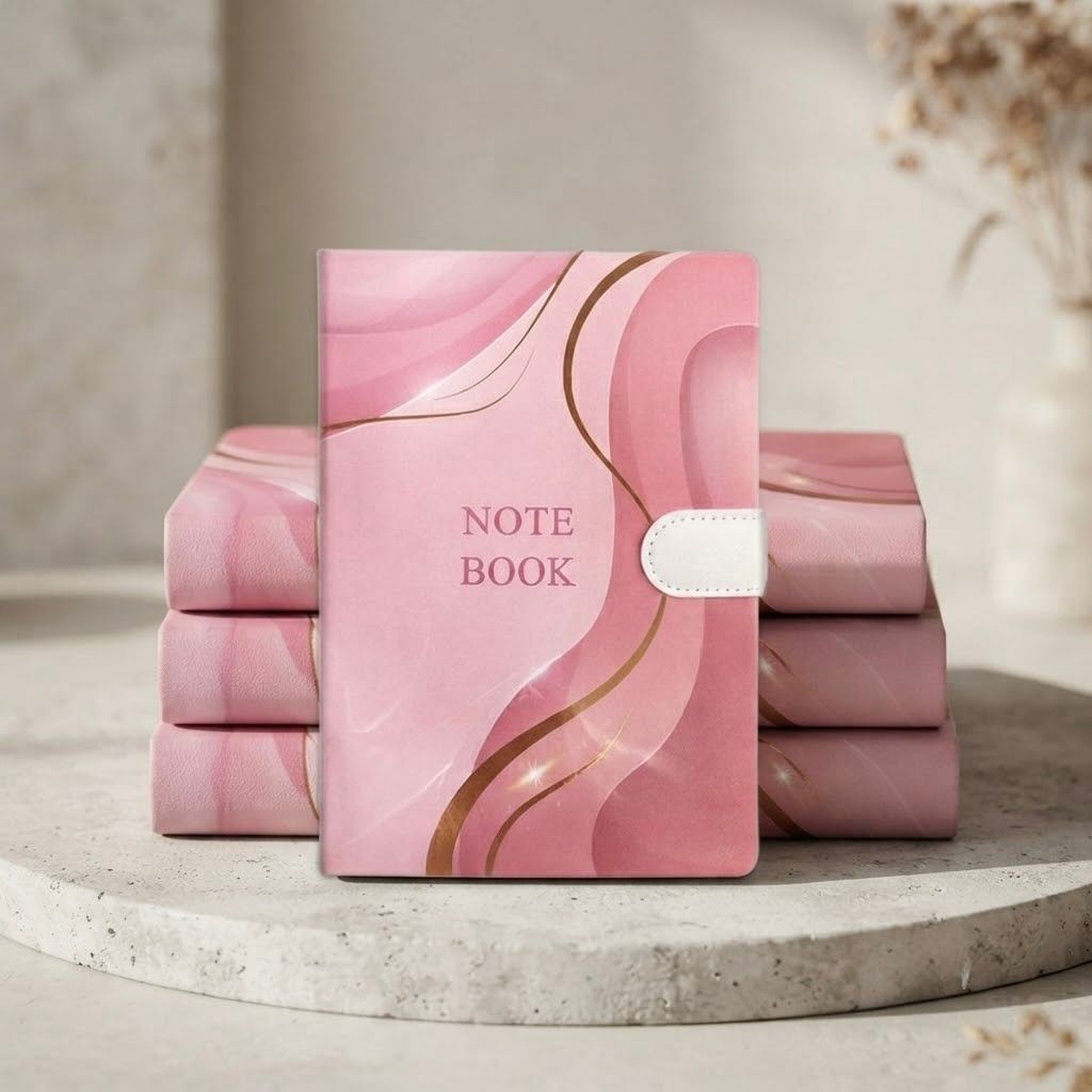 LAPR-001_1.JPG A5 Pink Hardcover Notebook with Horizontal Lined Pages