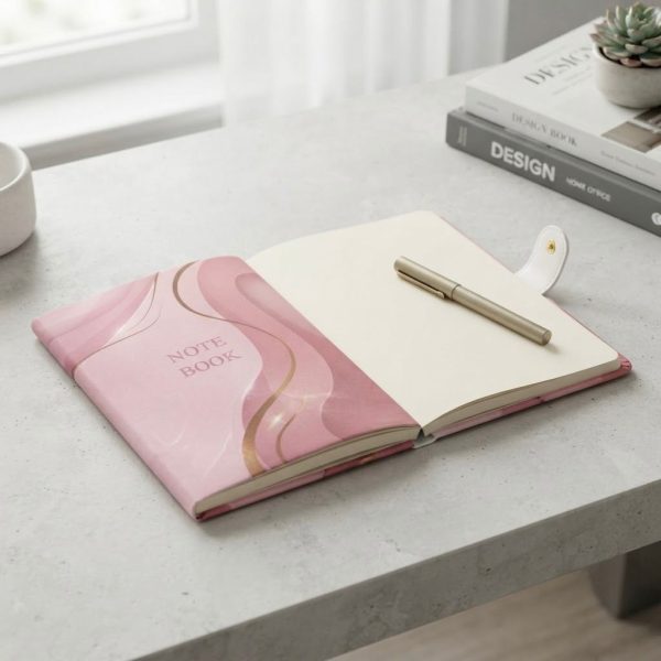 LAPR-001_3.JPG Libreta A5 de Tapa Rígida Rosa con Hojas Rayadas Horizontales