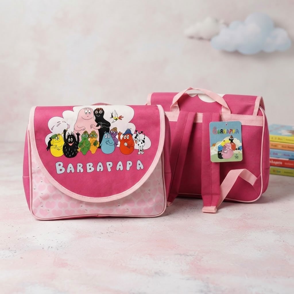 MMEB-001_1.jpg Mochila Escolar Tipo Macuto Barbapapa – Bolsa con Cordones para Colegio y Actividades