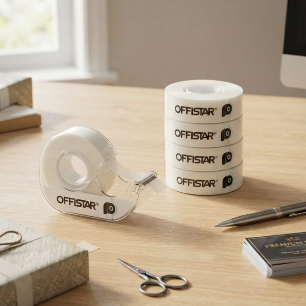 P4C-001_2.jpg Pack de 4 Dispensadores de Celofán con 4 Rollos – Cinta Adhesiva para Oficina, Escuela y Hogar
