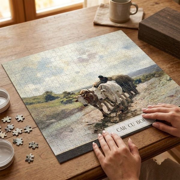 Puzzle de 500 Piezas Obra Carro con Bueyes – Rompecabezas de Paisaje Artístico para Adultos y Coleccionistas