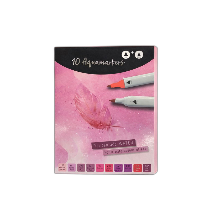 Set 10 Rotuladores Punta Fina y Pincel: Gama Tonos Rosa