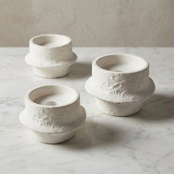 PB-001_2.jpg Heavy White Ceramic Rustic Candle Holder